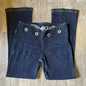 Vintage Watch L.A Dark Blue Flared Leg Jeans, Made in the USA, Size 17/18